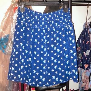 Blue Floral Print Skirt
